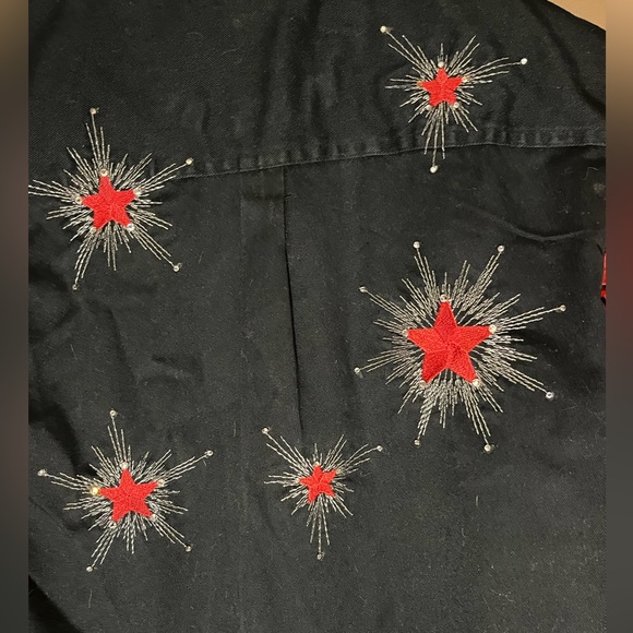 Beautiful black barrel racing show shirt with red fringe. - Picture 3 of 4